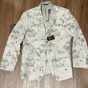 Tasso Elba Khaki Beige Bamboo Floral Blazer Large